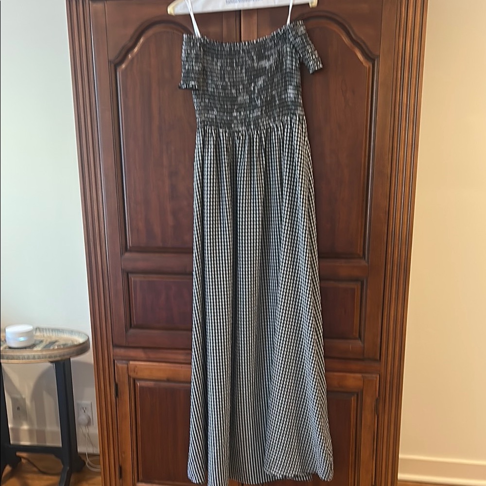 Gingham Off the Shoulder Ruched Sundress